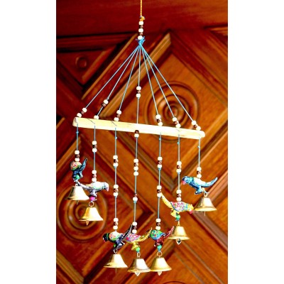 Craft Junction Handcrafted Birds Design Wood Windchime (18 inch, Multicolor)