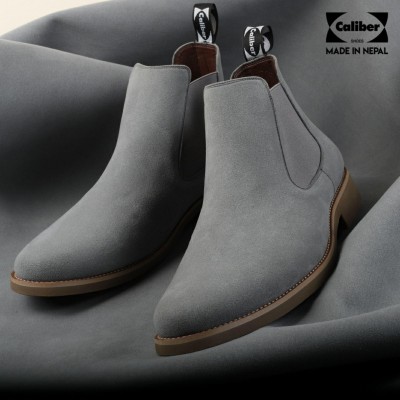 Caliber Shoes Suede Grey Slip On Lifestyle Boots For Men - ( CS 481 SR )