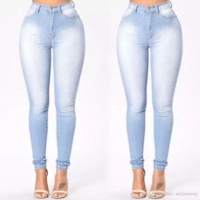 Light Blue High Waist Slim Fit Jeans Pant For Women
