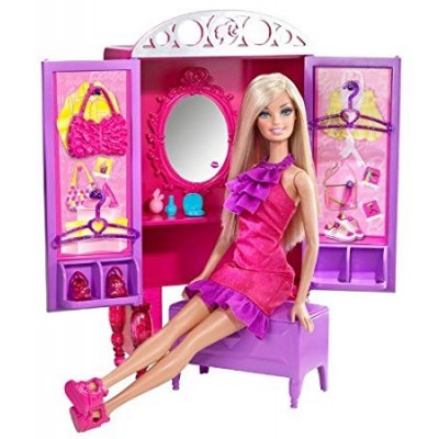 Barbie Multi-color Doll Set With Closet Set