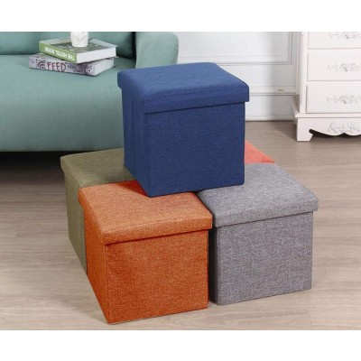 Almand Living Foldable Storage Bins Box Ottoman Bench Container Organizer with Cushion Seat Lid, Cube,Multi Colour(30X30X30 cm)