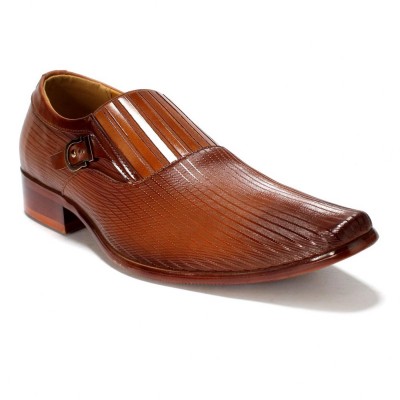 Remember Cinnamon Brown Buckle Design Formal Shoes For Men (M771-01)