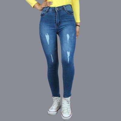Blue High Rise Stretchable Jeans For Women By Nyptra
